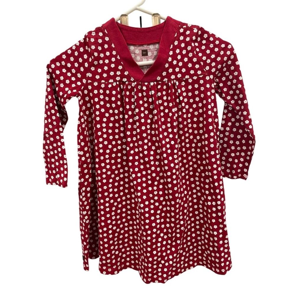 Tea Collection Girls Size 6‎ Red polka dot Trapeze Dress Long Sleeve Casual